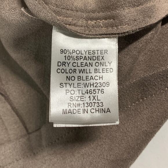 Umgee 1XL Soft Suede Moto Jacket in Mocha Asymmetrical Zip Fitted Draped Collar - Picture 8 of 9